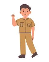 indonesio masculino Servicio servidor personaje vector