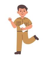 indonesio masculino Servicio servidor personaje vector