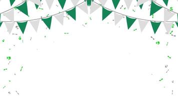 celebration triangle pennants chain and confetti frame banner for birthday, celebration, party, anniversary vector