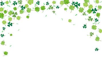 green four leaf clover and confetti banner frame for Patrick day background vector