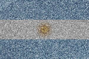 Argentina flag depicted on many small shiny sequins. Colorful festival background for party photo