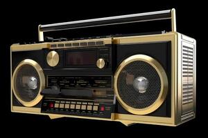 ai generado retro radio casete grabadora ghetto blaster neural red ai generado foto