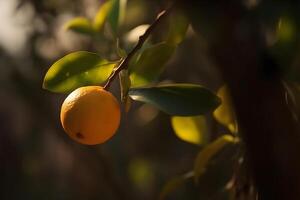 ai generado verano antecedentes. limón naranja jardín. neural red ai generado foto