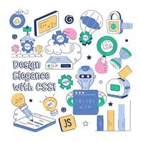 Web programming seamless pattern with coding and development elements vector