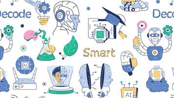 A doodle vector symbolizing various elements of machine learning and smart technology