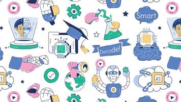 Doodle style ai vector with smart devices and futuristic technology elements