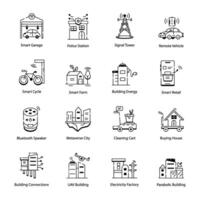 Linear Icons Depicting Wireless Gadgets and IoT Solutions vector