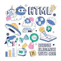 Web programming seamless pattern with coding and development elements vector