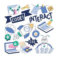 web programación sin costura modelo con codificación y desarrollo elementos vector