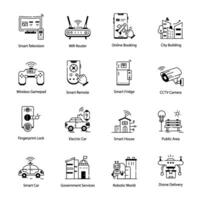 Collection of IoT City Linear Icons vector