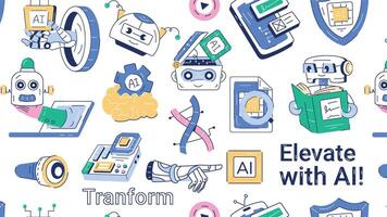 Doodle style ai vector with smart devices and futuristic technology elements