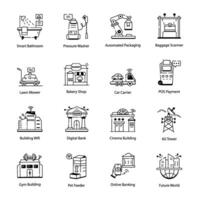 conjunto de iot construcción lineal íconos vector