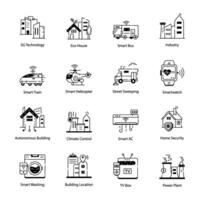 Set of Linear Icons Depicting IoT Solutions vector