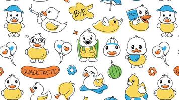 Seamless doodle pattern symbolizing loving baby ducks, cute hatchlings and fluffy goslings vector