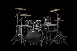AI generated Drum set on dark stage background. Neural network AI generated photo