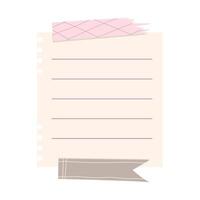 Cute Memo Notebook paper frame for text. Planner sticker element sticky. Flat vector illustration. Cute Notes memo planner page.