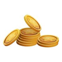 Game Coin Stack 3d render isolated. Gold Money on white background. Coin with star for game reward and prize. Vector 3d illustration.