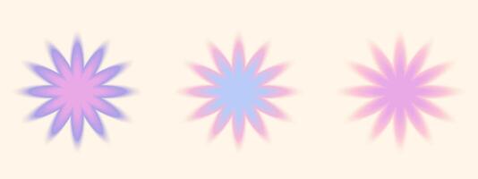 Gradient Y2k shape blur set. Flower blurry aesthetic y2k. Vector pastel form illustration. Aura gradient shape