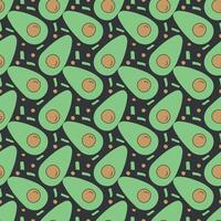 Seamless avocado pattern. Colored avocado background. Doodle illustration with fruits vector