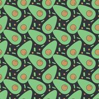 Seamless avocado pattern. Colored avocado background. Doodle illustration with fruits vector