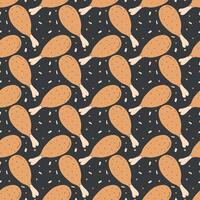 Seamless pattern with chicken legs. meat background. Doodle chicken legs icons. Seamless meat pattern vector