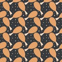 Seamless pattern with chicken legs. meat background. Doodle chicken legs icons. Seamless meat pattern vector