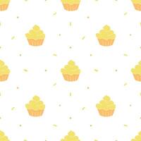 Seamless cake pattern. Sweets and candy background. Doodle illustration with sweets and candy icons vector