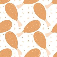 Seamless pattern with chicken legs. meat background. Doodle chicken legs icons. Seamless meat pattern vector