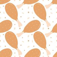 Seamless pattern with chicken legs. meat background. Doodle chicken legs icons. Seamless meat pattern vector