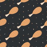 Seamless pattern with chicken legs. meat background. Doodle chicken legs icons. Seamless meat pattern vector