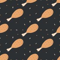 Seamless pattern with chicken legs. meat background. Doodle chicken legs icons. Seamless meat pattern vector