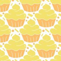 Seamless cake pattern. Sweets and candy background. Doodle illustration with sweets and candy icons vector