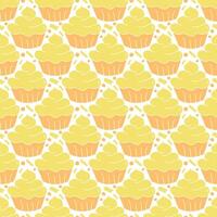 Seamless cake pattern. Sweets and candy background. Doodle illustration with sweets and candy icons vector