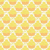 Seamless cake pattern. Sweets and candy background. Doodle illustration with sweets and candy icons vector