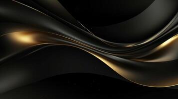 AI generated Abstract background with golden waves on black. Neural network AI generated photo