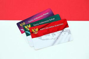 Indonesian prosperous family card, smart indonesia card and healthy card. KIS, KIP and KKS cards photo