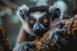 ai generado lémur retrato, mundo fauna silvestre día foto