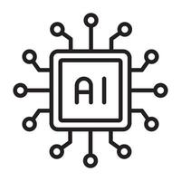 Artificial intelligence ai processor chip icon. vector