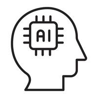 Ai technology with chip and head icon. vector
