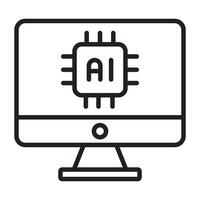 computer with ai artificial intelligence icon vector