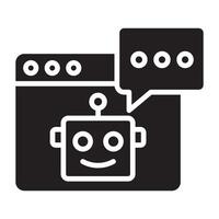 Chat bot on Web browser icon. vector