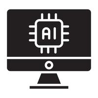 computer with ai artificial intelligence icon vector