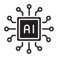 Artificial intelligence ai processor chip icon. vector