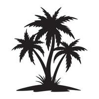 Coconut palm tree silhouette. vector