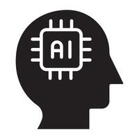 Ai technology with chip and head icon. vector