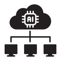 Cloud data ai with computer icon. vector