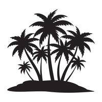 Coconut palm tree silhouette. vector