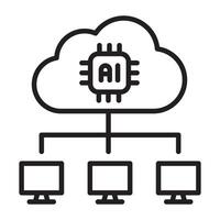 Cloud data ai with computer icon. vector