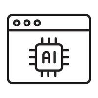 Web browser with ai artificial intelligence icon. vector