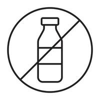 No el plastico botella línea icono. vector